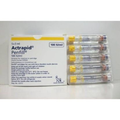 Picture of ACTRAPID HM 100 I.U./ML 5*3ML PENFILLS