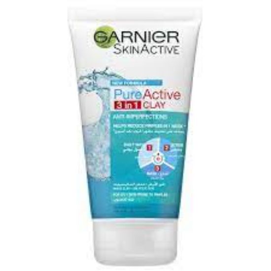 Picture of Garnier SkinActive Pure Active 3-in-1 Clay Exfoliating Mask Wash 50ml