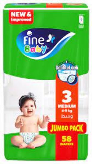 Picture of FINE BABY DIAPERS, SIZE 4, LARGE, 7-14 KG, 58 DIAPER