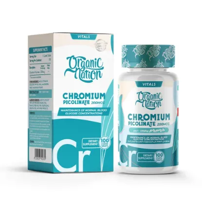 Picture of ORGANIC NATION CHROMIUM PICLONATE 200 MCG 100 TABLETS